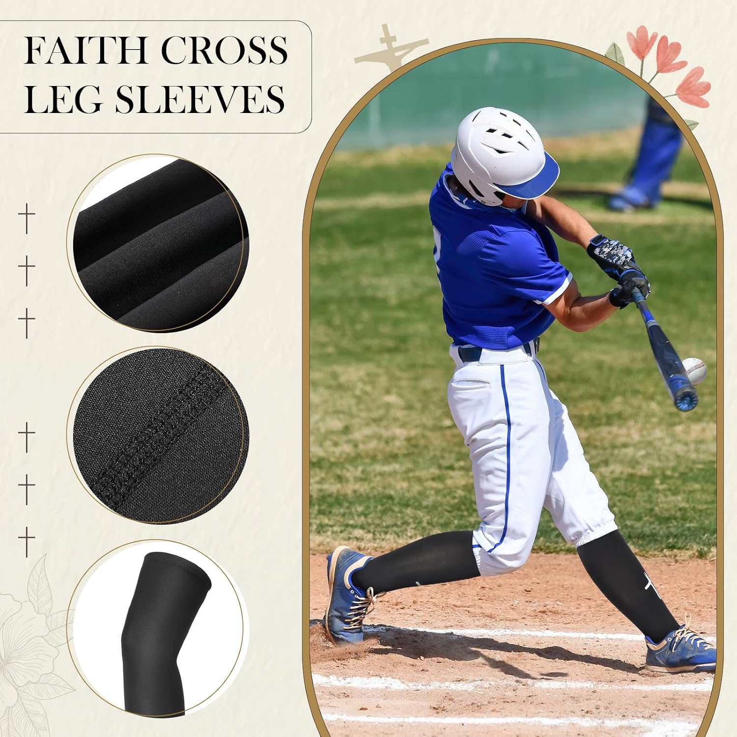 Compression Leg Sleeve Faith Cross Sports Cycling Leg Sleeves Religious Compression Leg Sleeve for Boy Girl Sport