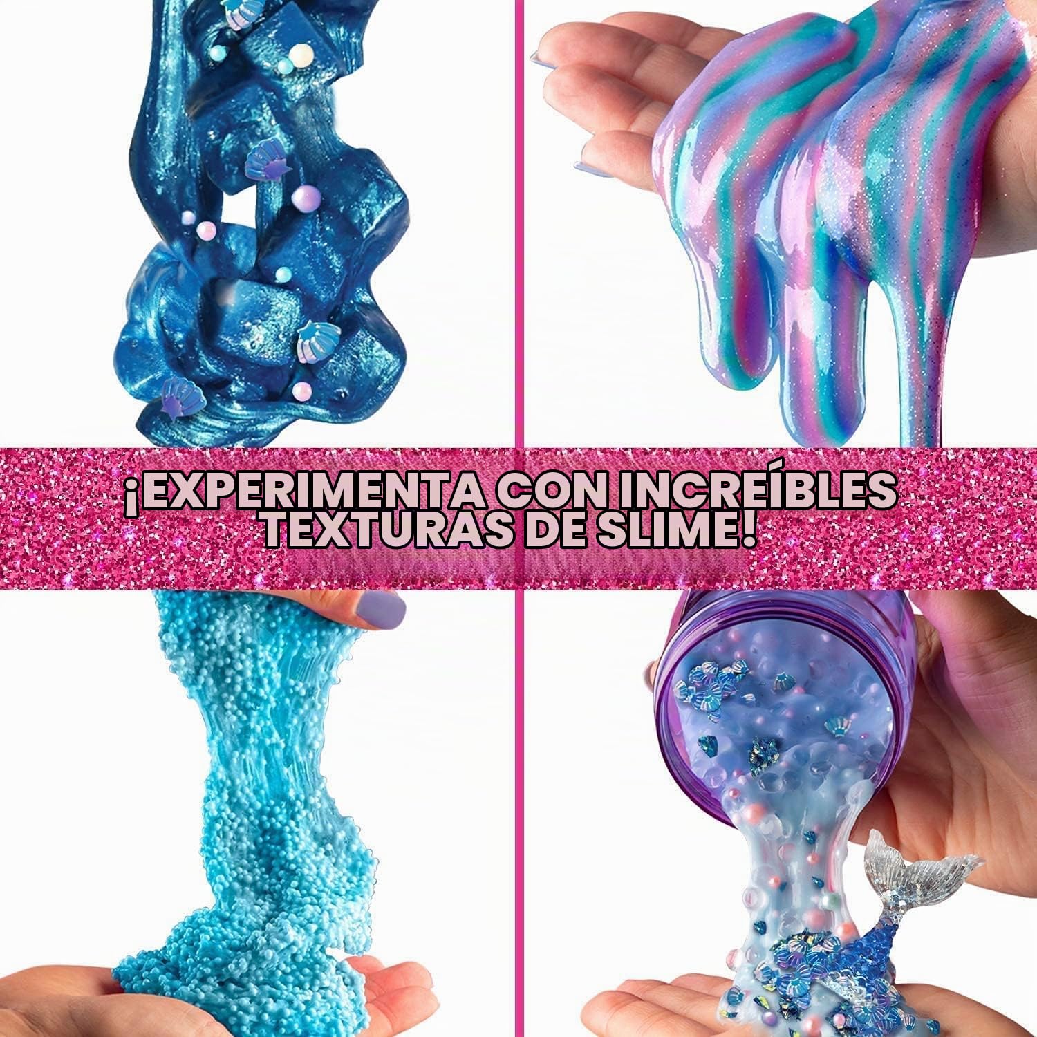 GirlZone Kit de Slime en un Huevo Sorpresa de Sirena, Fábrica de Slime con Pegamento/Cola y Activador 39 Piezas DIY con Glitter Regalos Niños