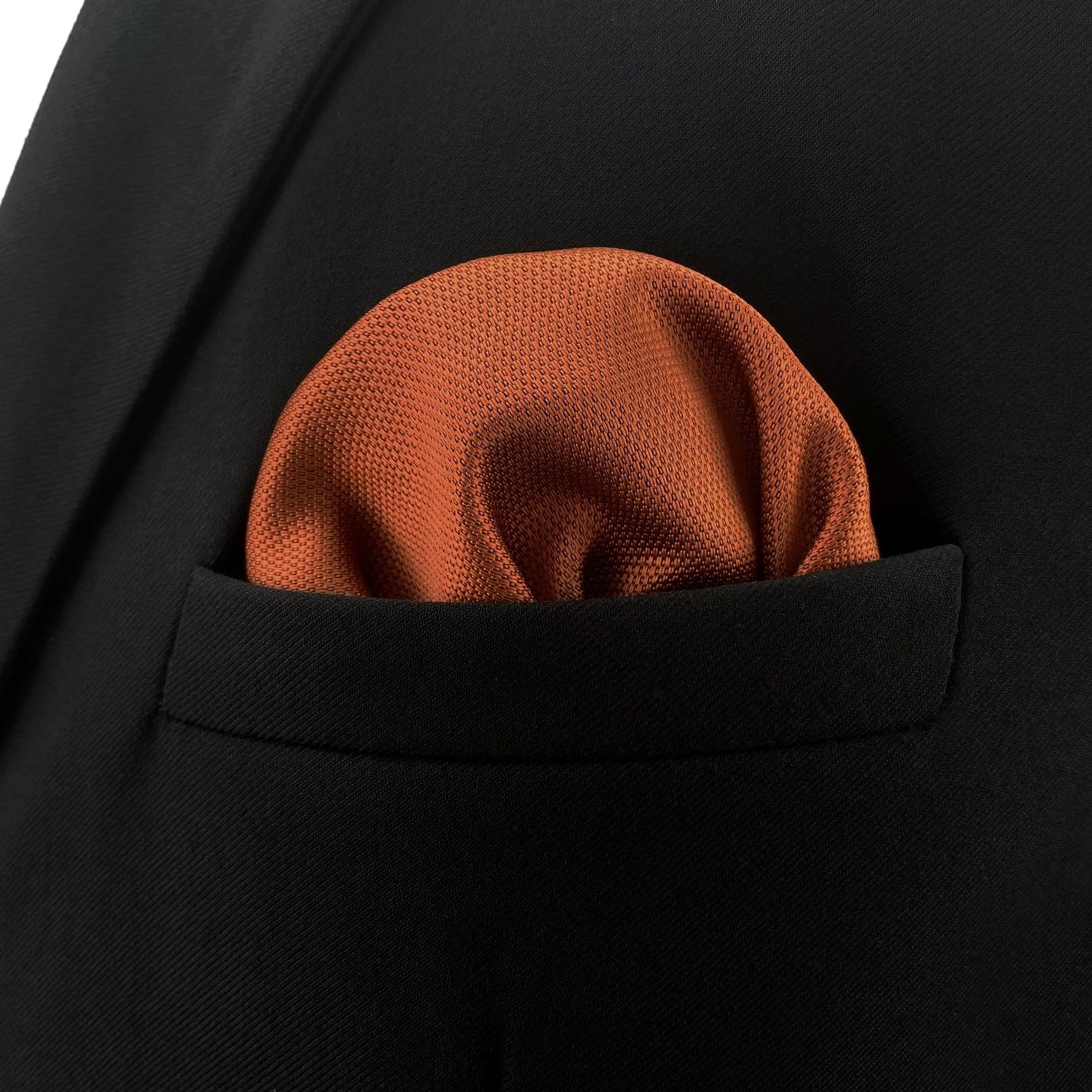 Corbatas para hombre, corbata de boda y gemelos naranja calabaza extra larga a juego bolsillo cuadrado, (12.6x12.6 Matching Pocket Square Only) 2