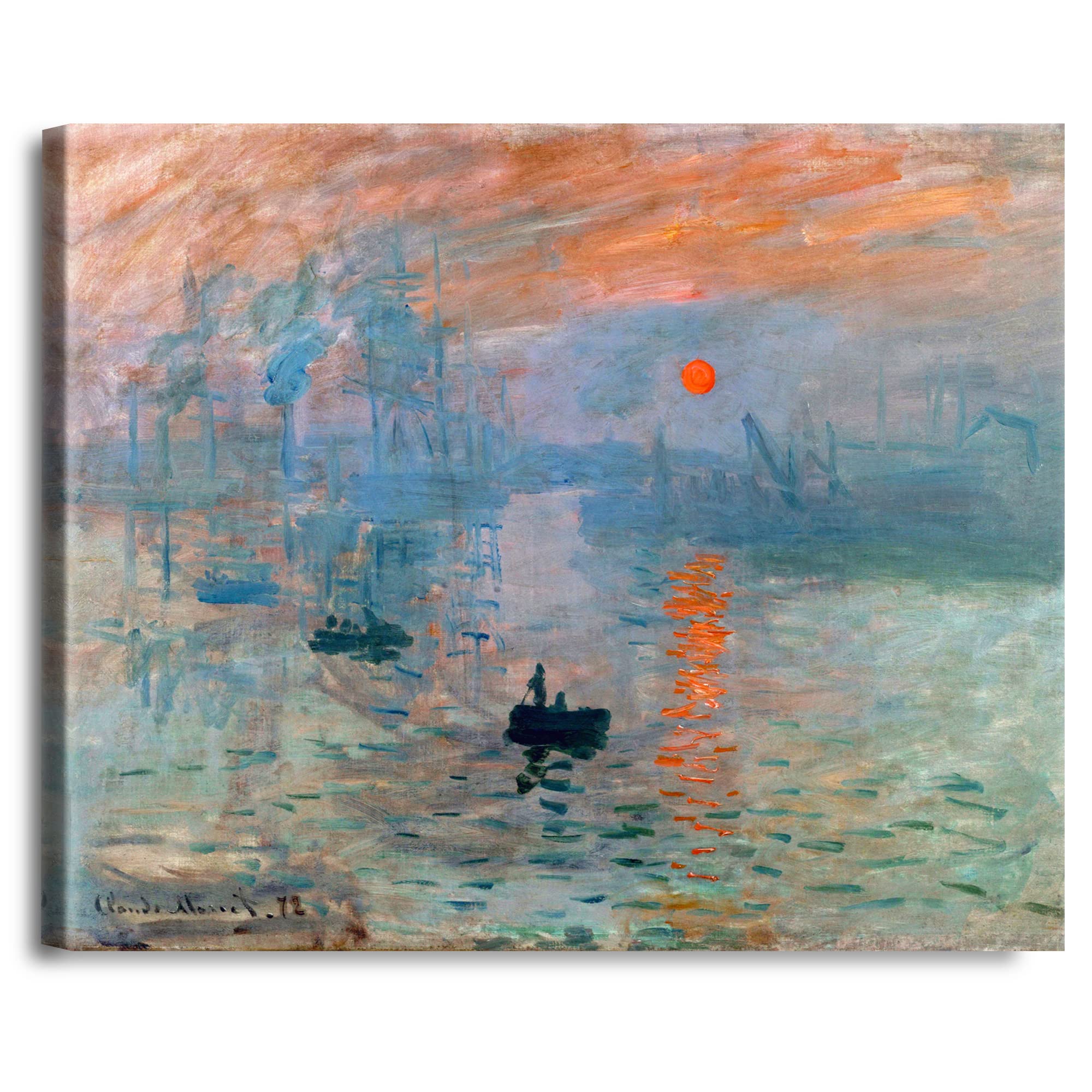 A&T ARTWORKImpression Sunrise by Claude Monet.. The World Classic Art Reproductions, Giclee Canvas Prints Wall Art for Home Decor, 36x30x1.5 inches