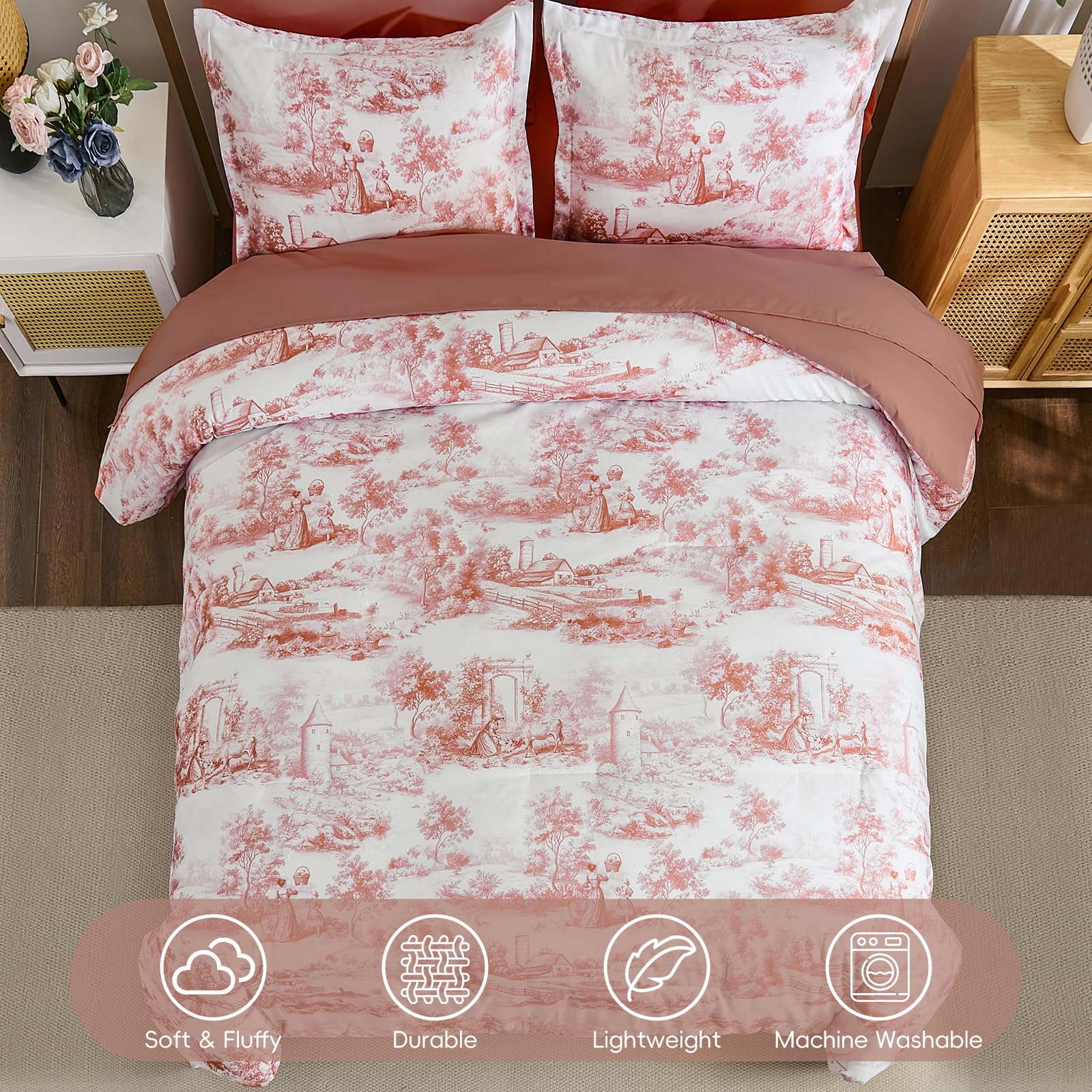 WONGS BEDDING 7-teiliges Schmusetuch-Set mit Blumenmuster in einer Tasche-YS01AB091780K7U-A