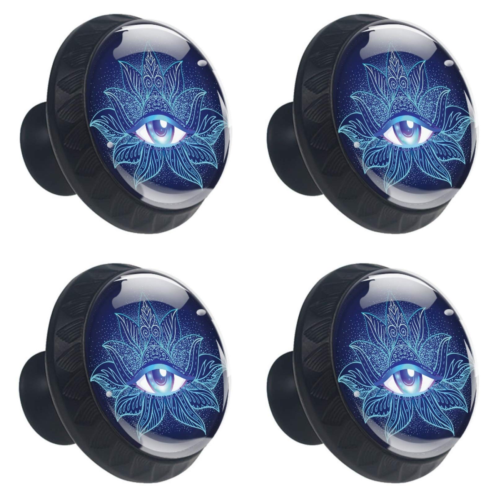 Boutons de meuble ronds verre bleu 30mm poignée tiroir cuisine armoire lot de 4