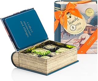 Venchi - Minilibro en Lata Milán con Bombones Chocoviar, Chocolate Negro y Pistacho, 112 Gr, Sin Gluten, Sin Colorantes, Sin Conservantes, Idea para Regalo