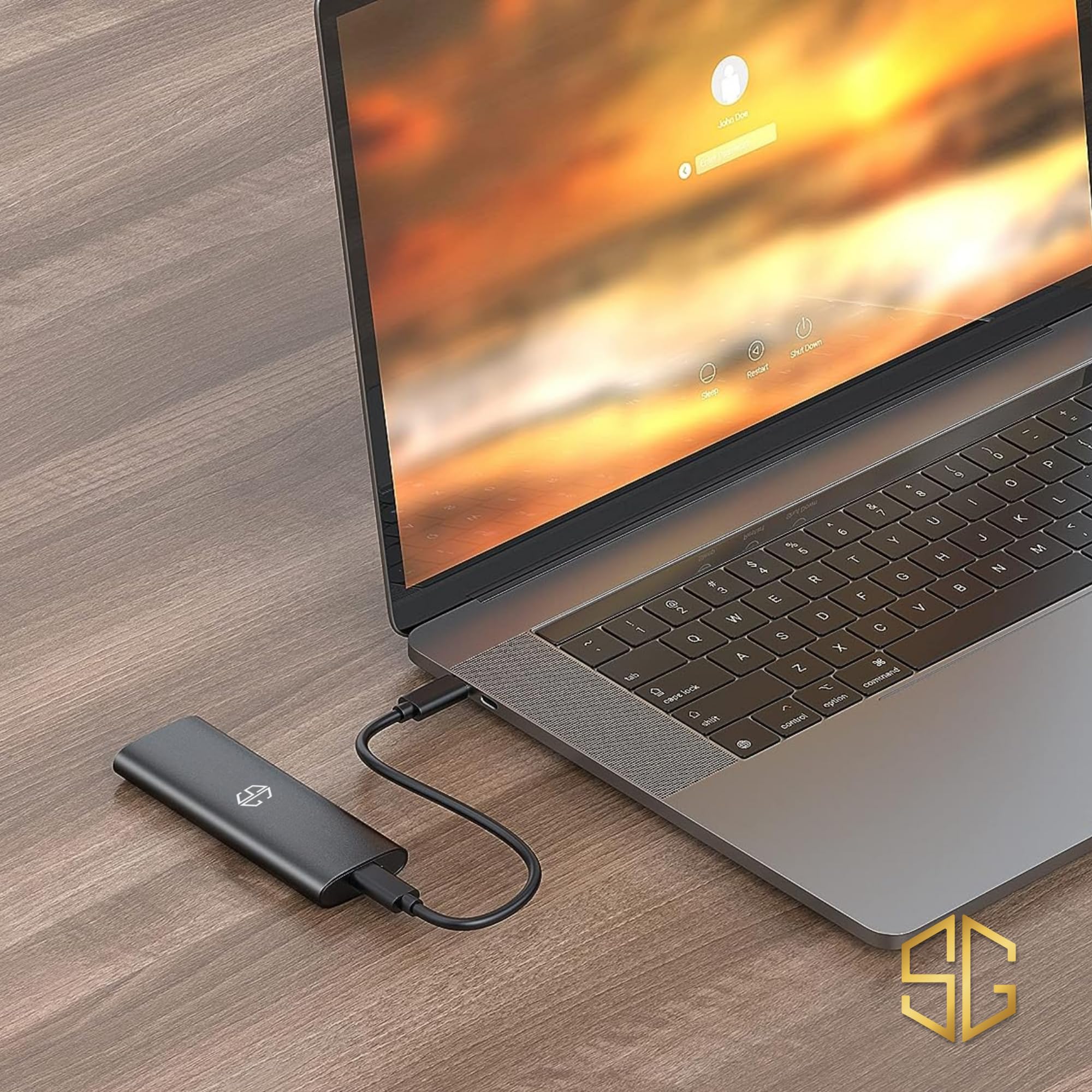 SG, Hard Disk Esterno Portatile con disco SSD interno da 256 Gb Nvme USB 3.0 per Notebook, pc, Desktop, archiviazione dati, supporto esterno, completo di cavo USB-C