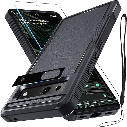 Funda para Google Pixel 7A, cuerpo completo, resistente, a prueba de golpes, con correa de cordón, protector de pantalla de vidrio templado y