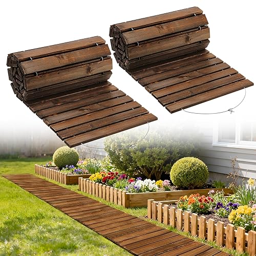 2pcs 8.2ft Wooden Garden Pathway - Weather Resistant Carbonized Pine