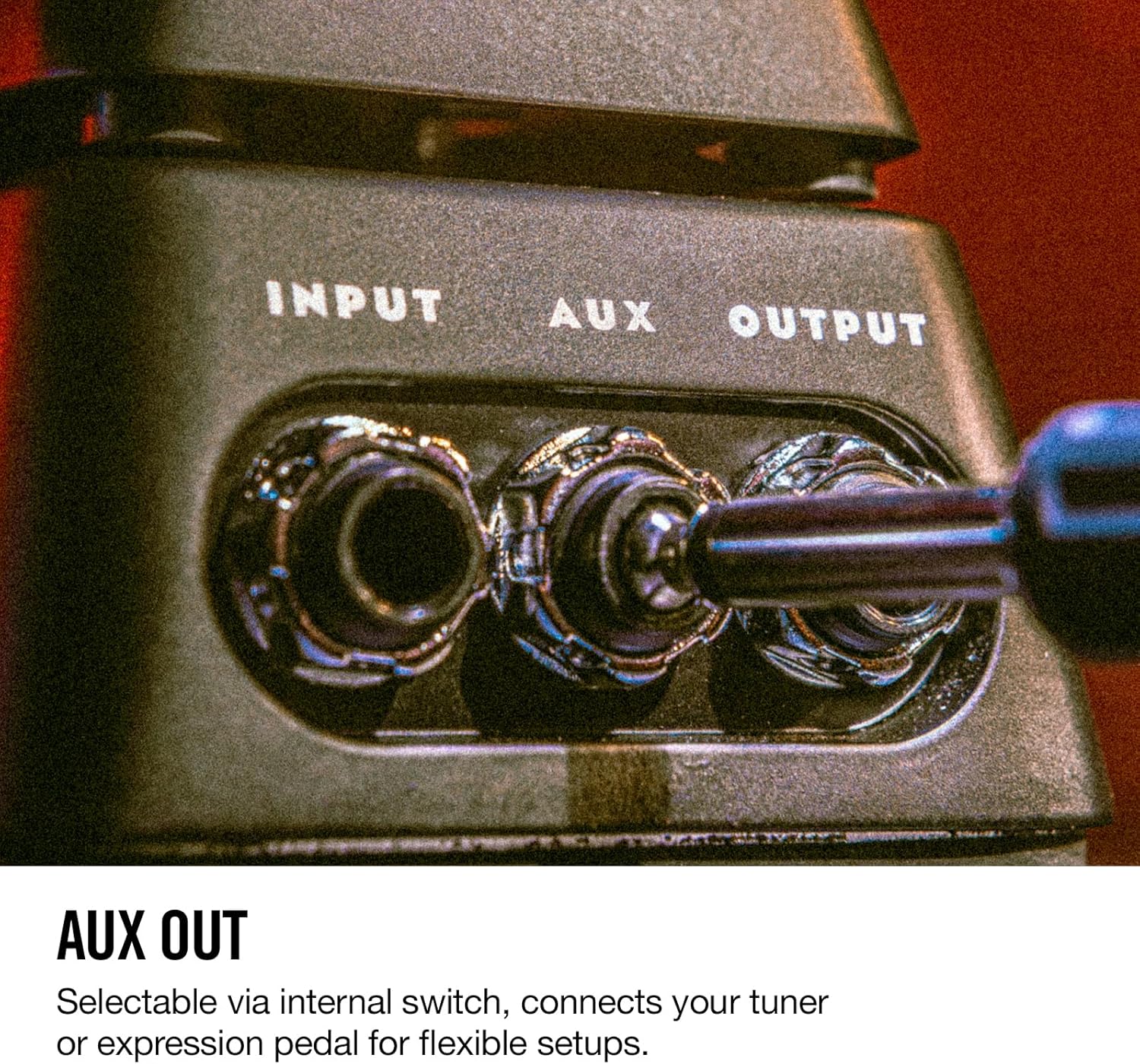 Close-up of the internal circuit board of the Jim Dunlop DVP4 Volume (X) Mini Pedal, showing switches and potentiometers.