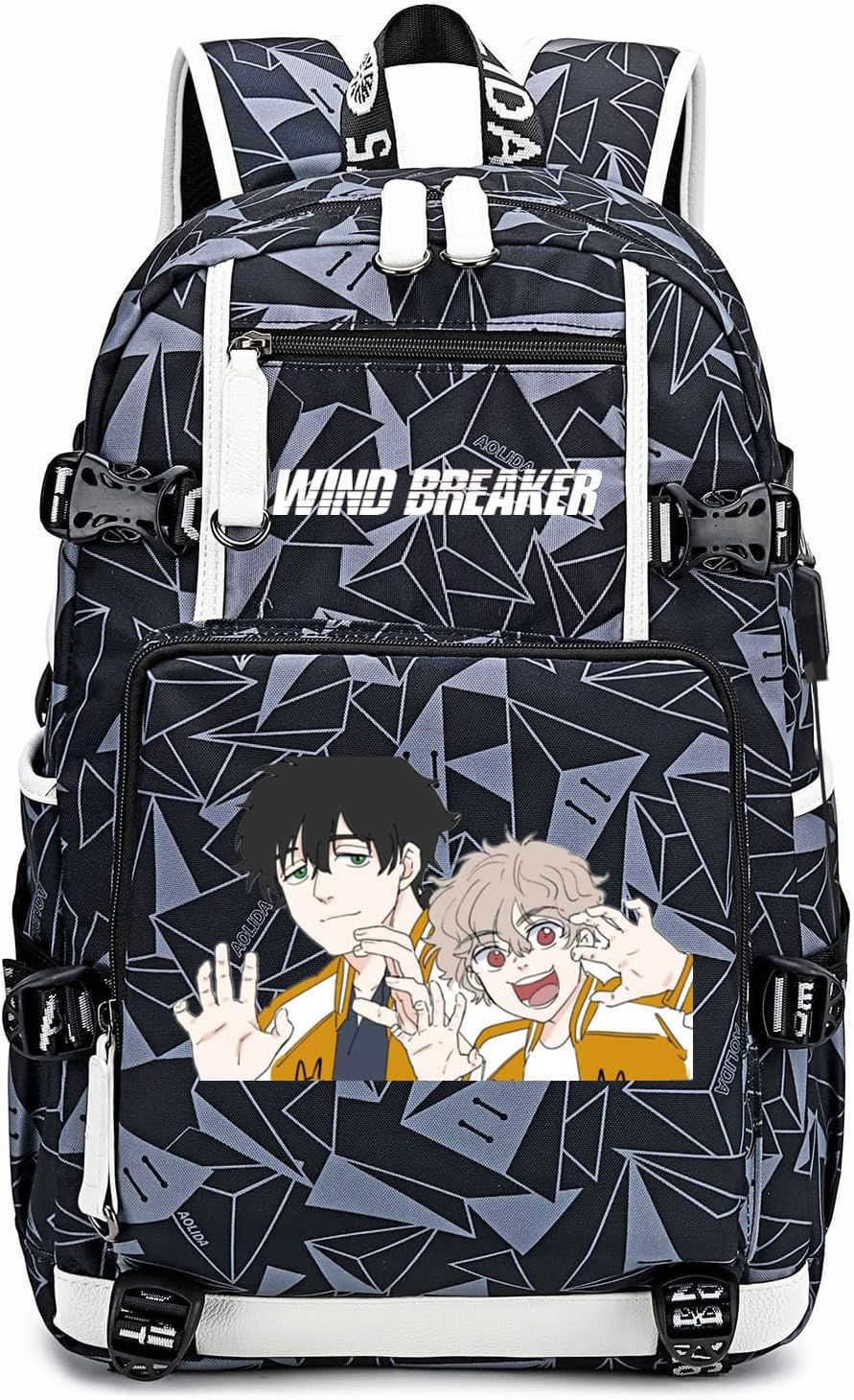 Anime Wind Breaker School Bag Backpack Laptop Bag Daypack Rucksack with USB port Color F13