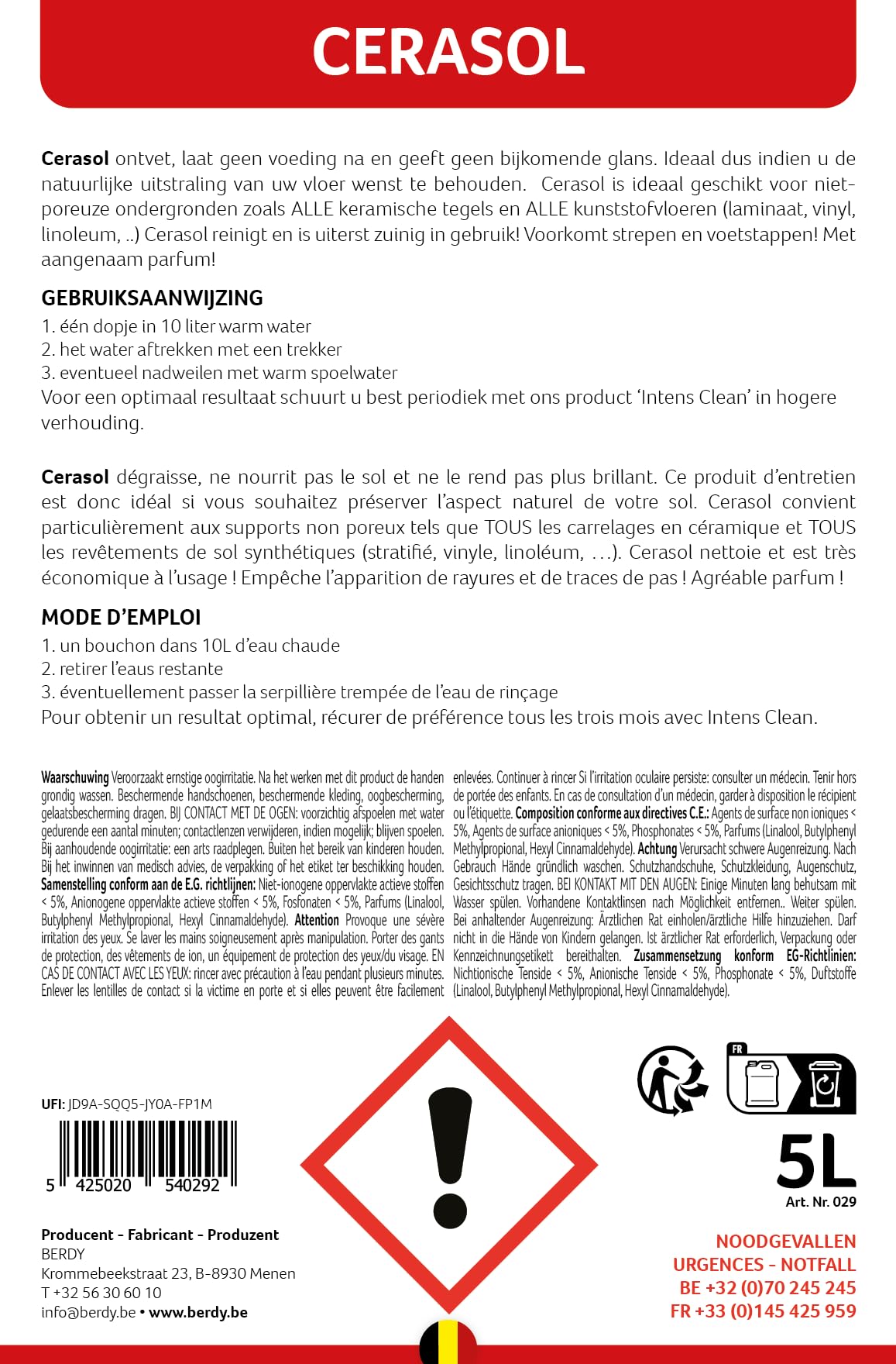 Berdy Cerasol - Super dégraissant 5 L