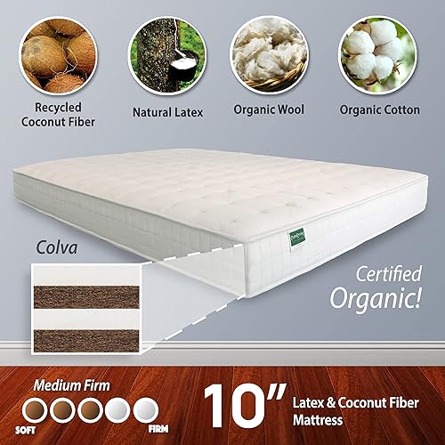 Miniatura 4 de NATURAL LIFE PALMPRING Colva - Colchón individual  Látex orgánico coco coco Coir 10 pulgadas firme 4 capas cómodo cama para dormir libre de polvo