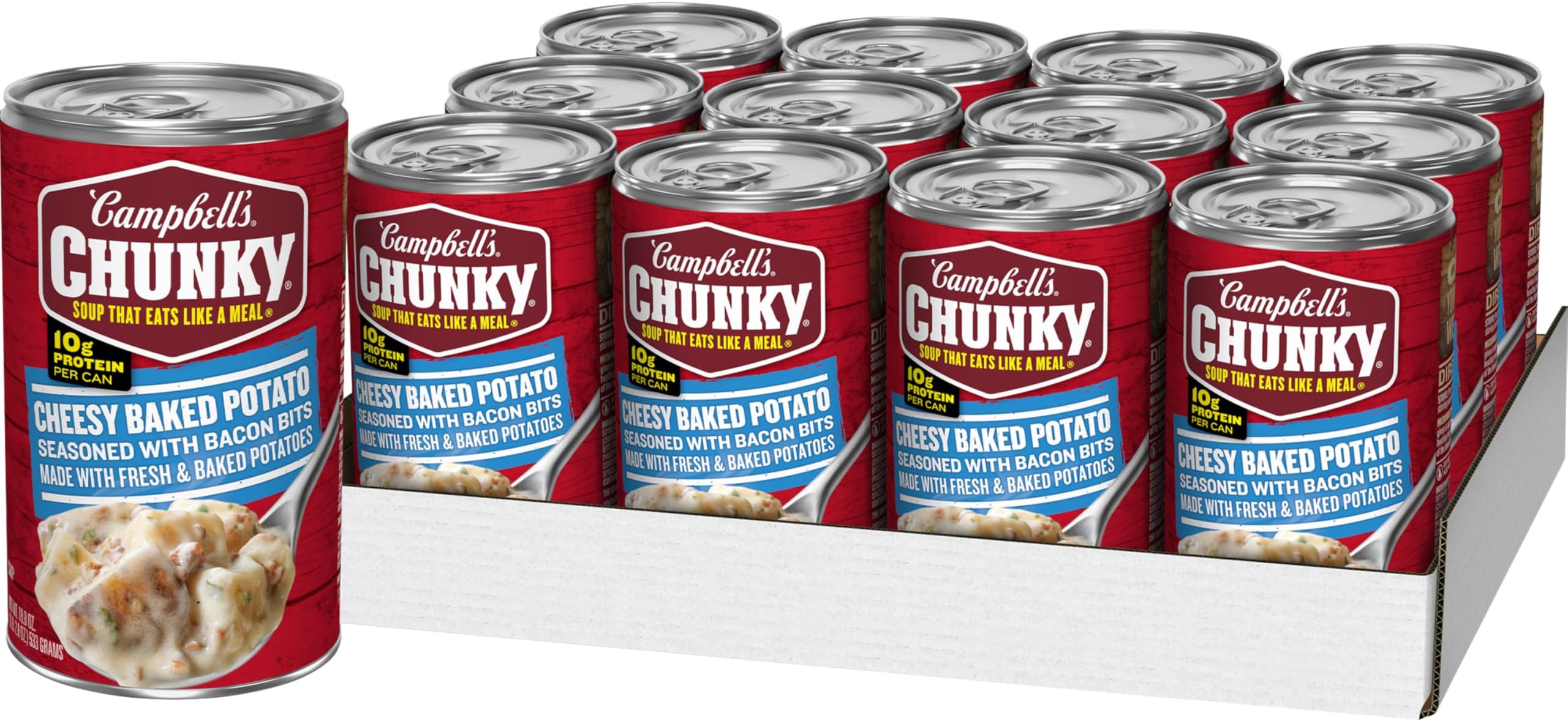 Campbell's Chunky Soup, Baked Potato with Cheddar and Bacon Bits Soup, 18.8 Oz Can (Case of 12)