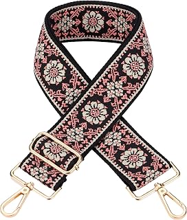 Purse Straps Bag Straps Replacement Crossbody 1.96”Wide Shoulder Strap Bag Strap Adjustable Handbags Replacement Belts Vintage Jacquard Embroidery Bohemia Pattern Best Gift(Gold Buckle-Bohemia)