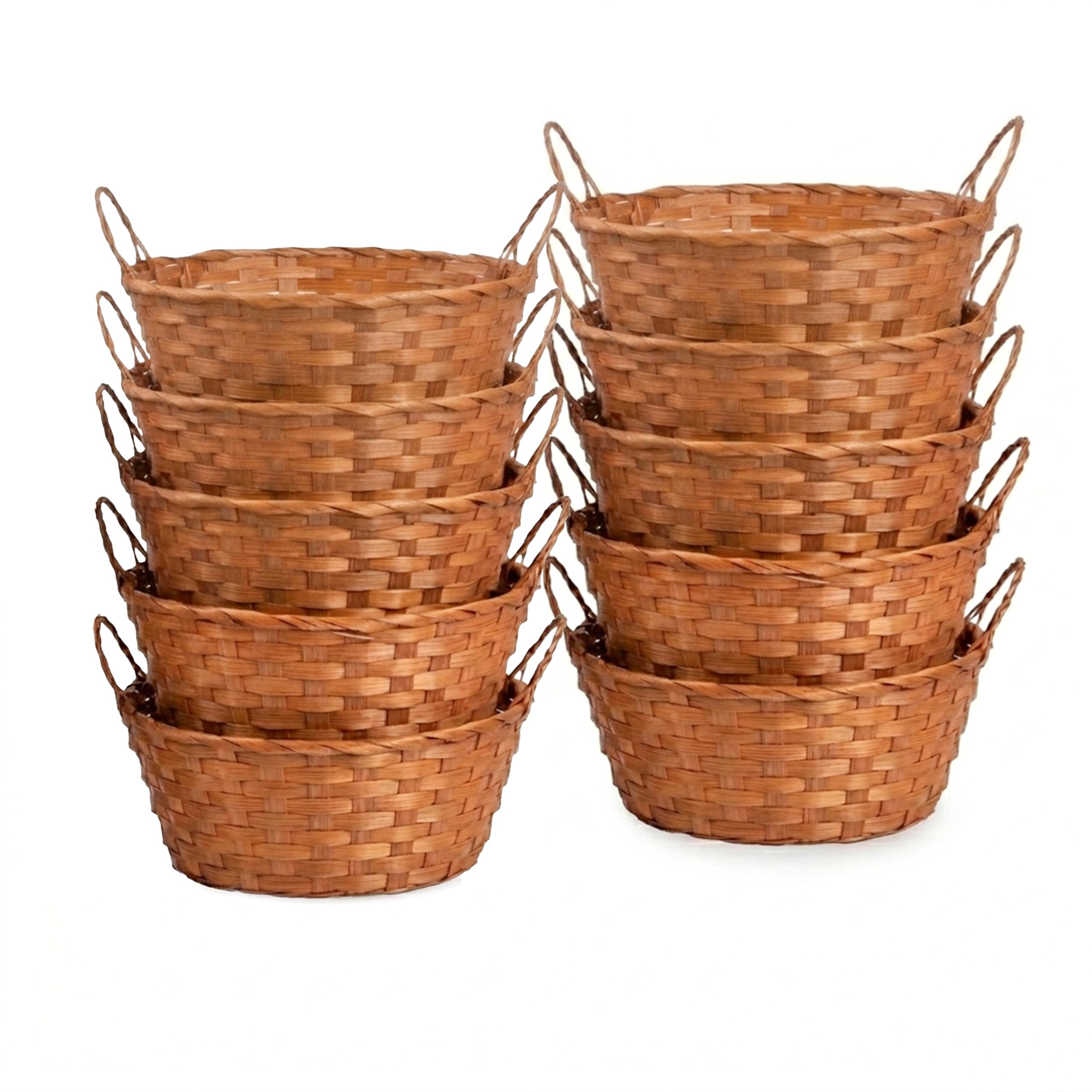 Wickerfield Bamboo Wicker Hampers With Handles Gift Hampers Retail Display Tray Bread Basket (10, Brown)