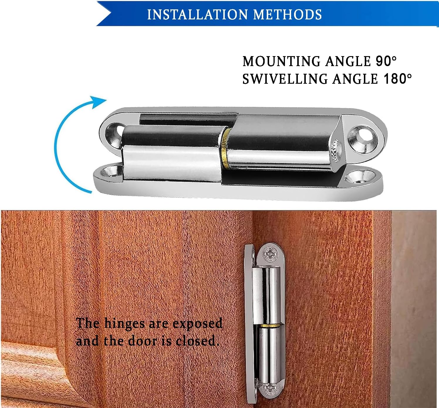 15PCS Door Hinge|Screw-in Hinge|Removable Zinc Alloy Silent Hinge 180 Degree Swivel|Applicable to All Kinds of Door Installations