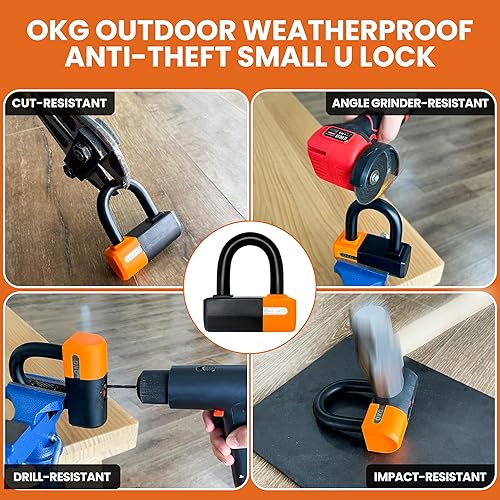 Miniatura 8 de OKG Cerradura en U pequeña resistente  Grillete en U de acero de aleación de manganeso anticorte de 0.709 in  Cerradura antirrobo de motocicleta de