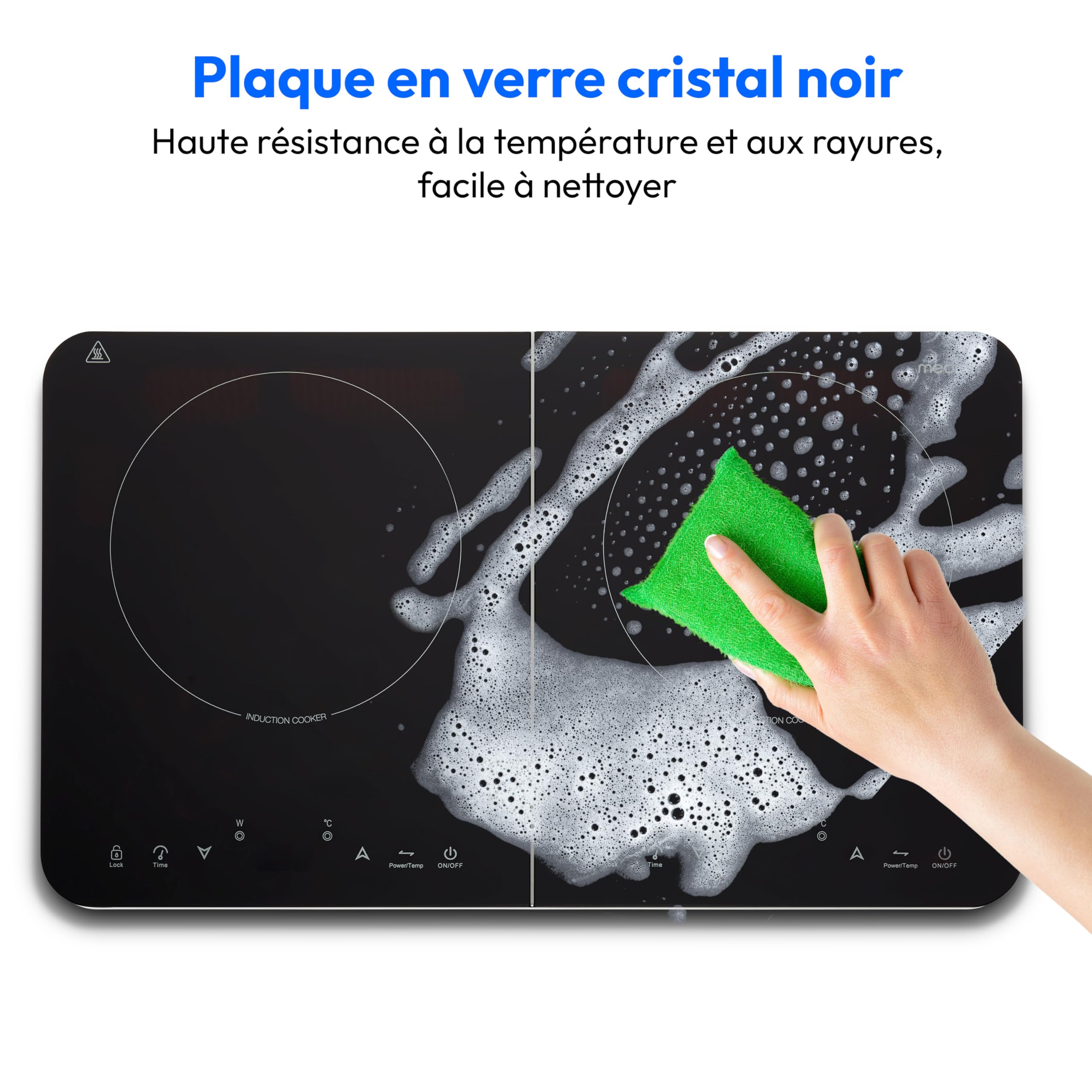 MEDION Plaque induction à 2 foyers 3500 Watt, plaque 2 feux avec 10 niveaux de température, plaque de cuisson double avec écran LED, MD18493, noir