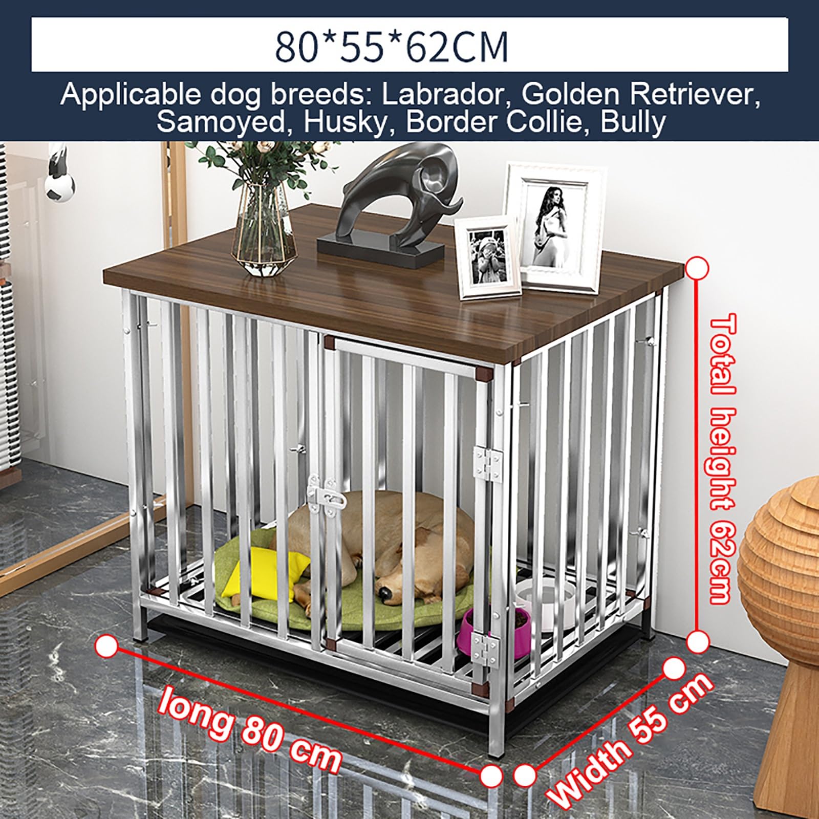 Doppel Hundekäfig Möbel mit Stauraum, Abnehmbares Tablett, Indoor Hundehütte, Moderne dekorative Haustierhütte, ideal für kleine bis mittelgroße Hunde