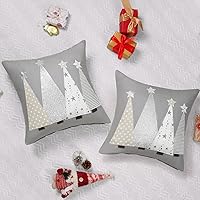 Vista 3 de Juego de 2 fundas de almohada de Navidad de 18 x 18 pulgadas, fundas de almohada plateadas brillantes y elegantes con árbol de Navidad