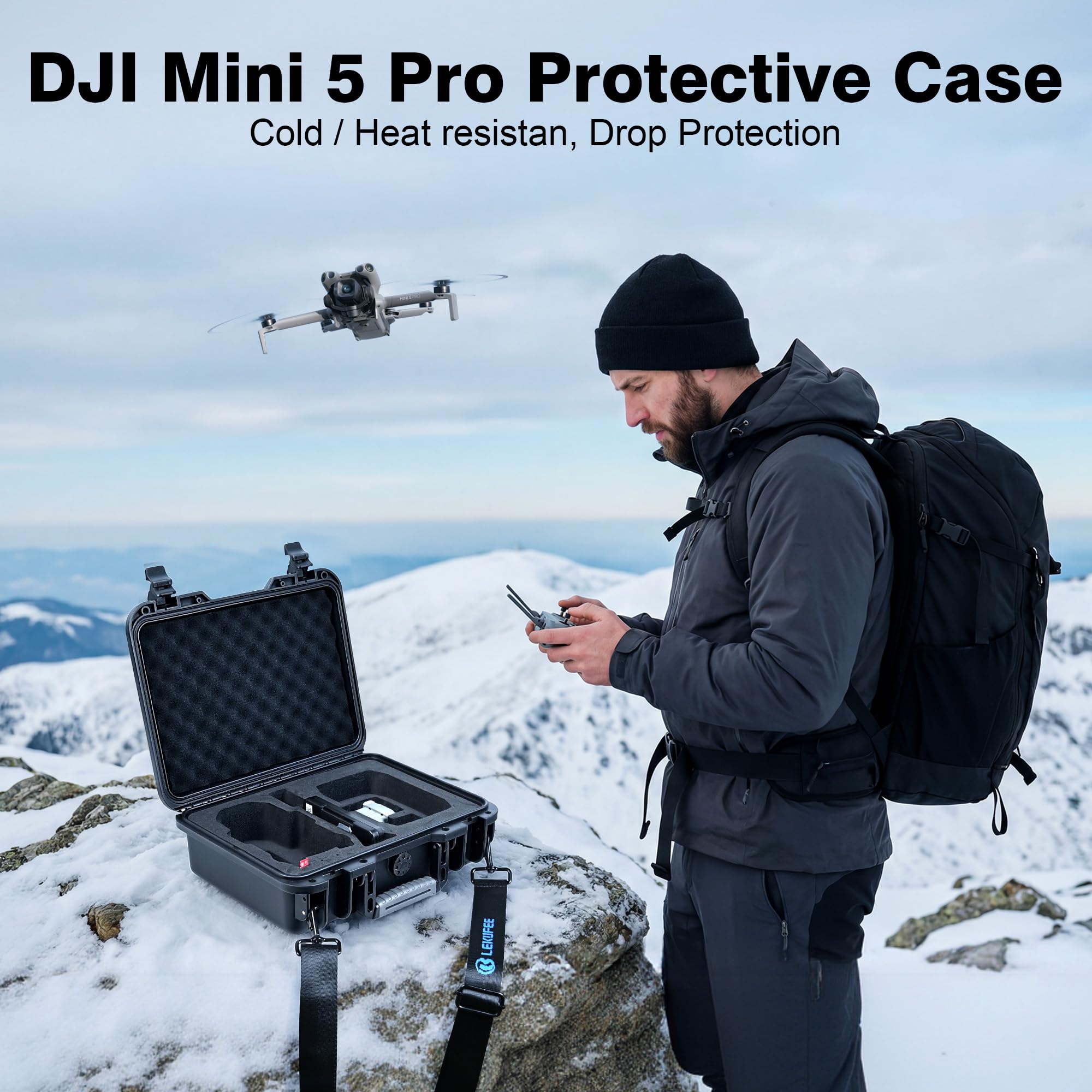 Lekufee Wodoodporna Twarda Walizka Transportowa dla drona DJI Lito X1,Lito 1,Mini 5 Pro/4 pro/Mini 3, DJI RC 2 / RC N3, i Akcesoria (Tylko walizka)