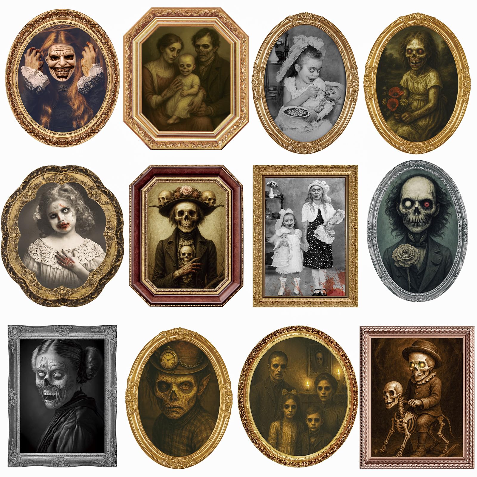 Scary Halloween Party Decoration Indoor Home Wall Decor 3D Changing Face Moving Picture Frame Portrait for Horror Halloween Party Supplies Castle