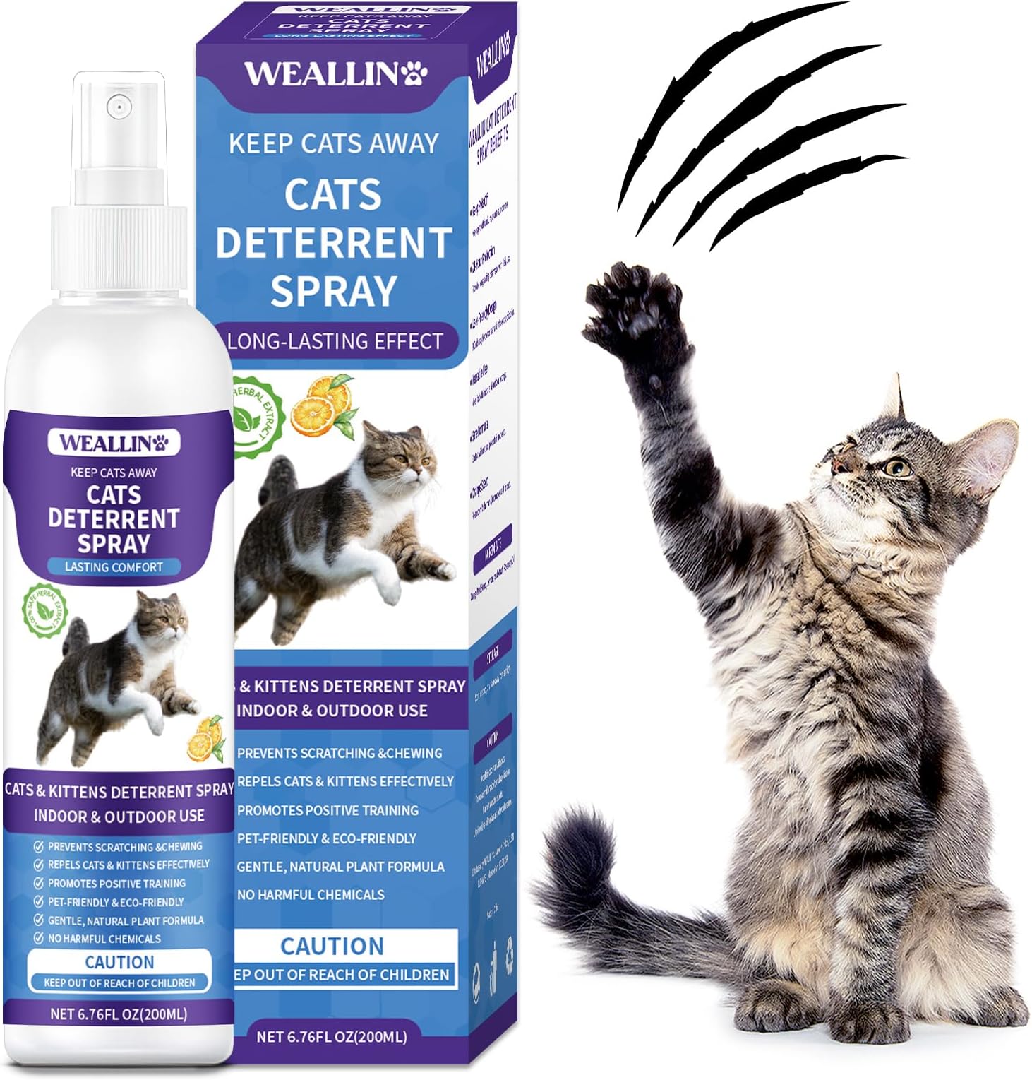 Cat Repellent Spray, 200ml Cat Deterrent Spray Indoor, Anti-Scratch Cat Spray for Scratching, Natural Cat Deterrent Spray for Cats Kittens Training Aid, Protects Furniture for Outdoor Garden