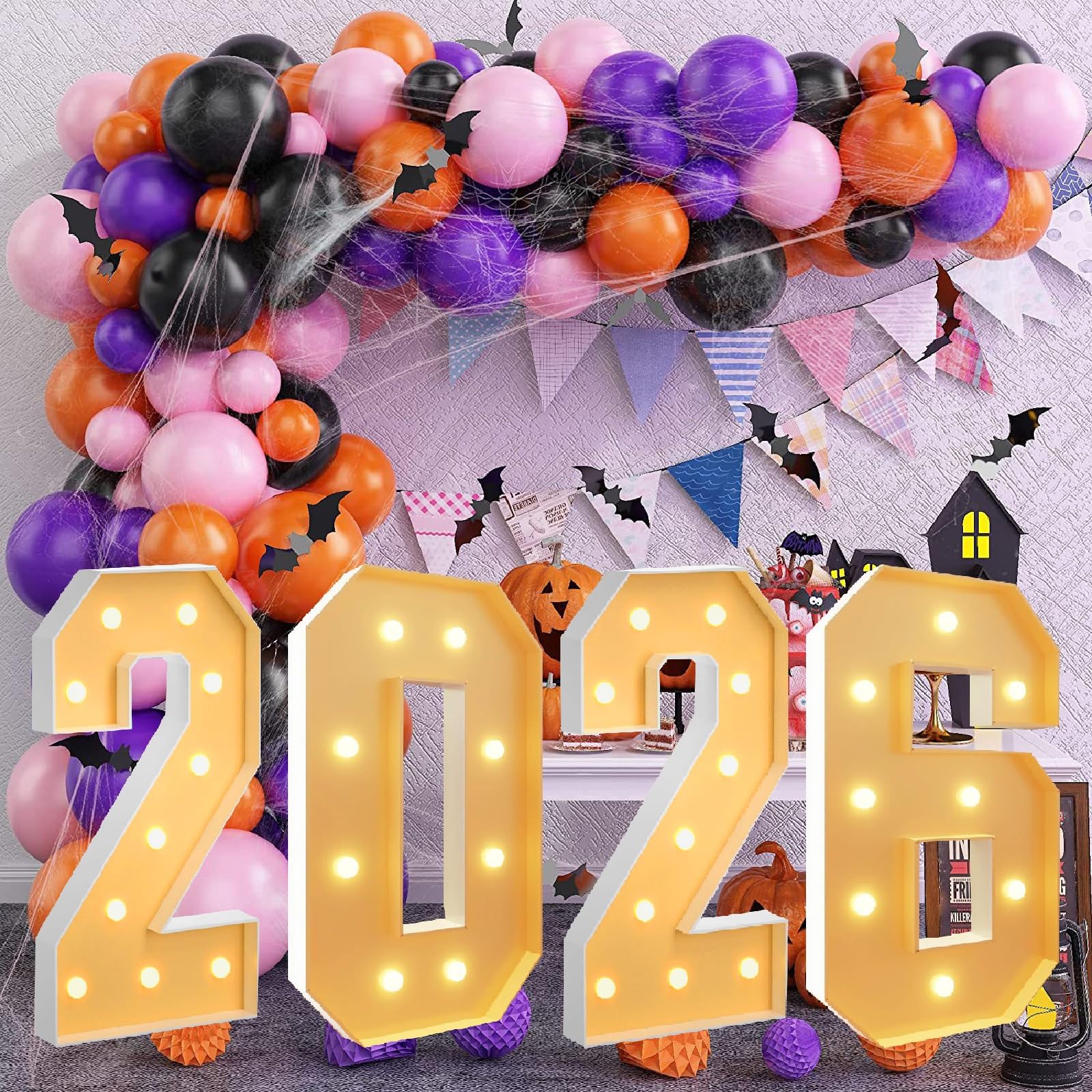 Vdhfgso ​Marquee Light Up Numbers 4 Feet Tall - Giant Party Decor: Warm White LED Number Lights for Baby Shower, Graduation, Anniversary Events​(Number 2026,2.3ft)