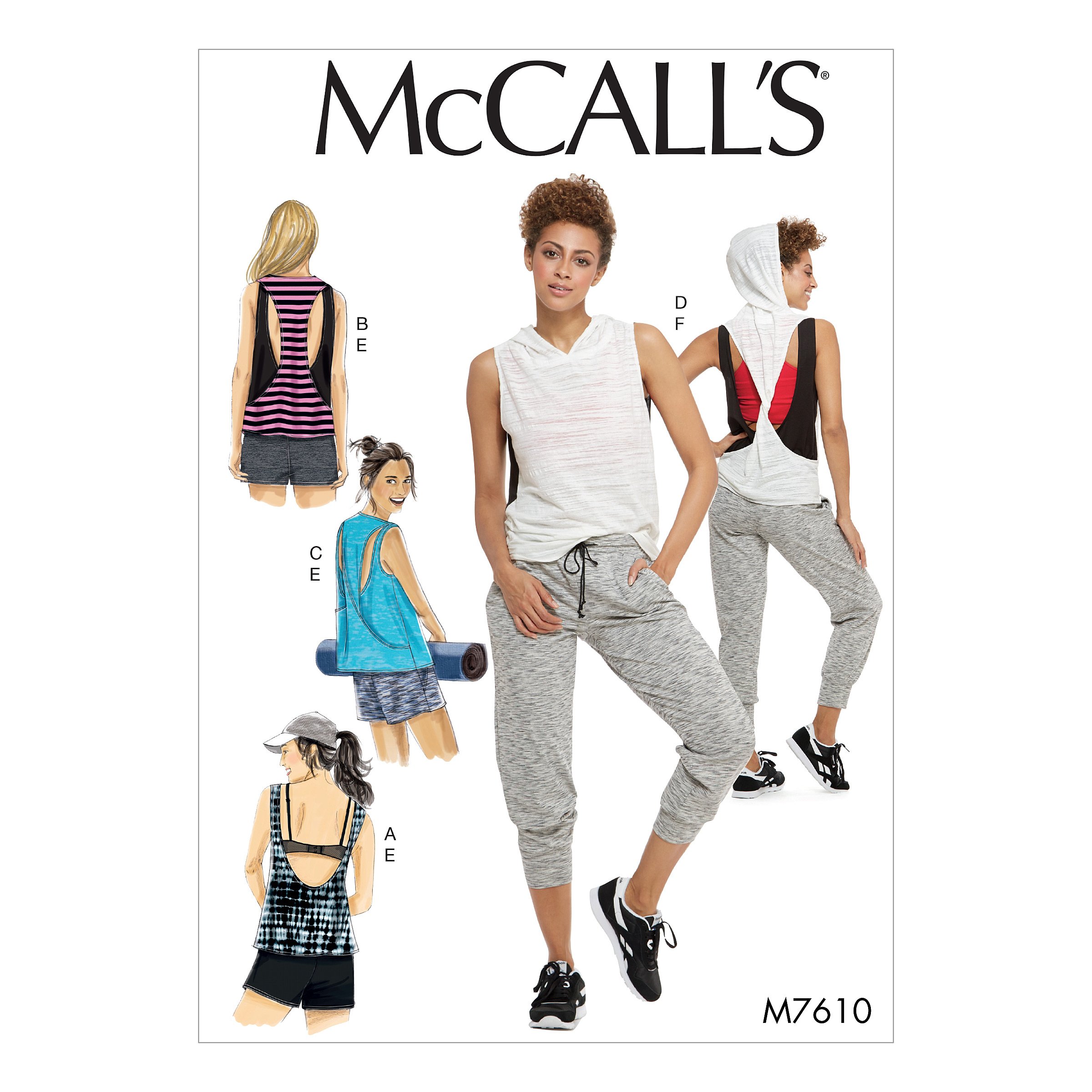 Patrons de couture tops et short McCall's 7610 Y, taille XS à M multicolore