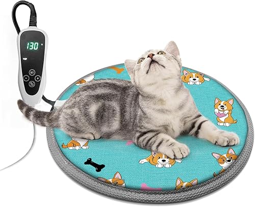 Miniatura 1 de Almohadilla térmica para mascotas de 22 x 18 pulgadas, almohadillas térmicas para gatos, interruptor de termostato inteligente impermeable, cama