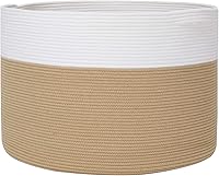 Vista 11 de Cesta grande de cuerda de algodón de tamaño máximo de 24 x 24 x 17 pulgadas, cesta de almacenamiento extragrande, cesta de lavandería tejida