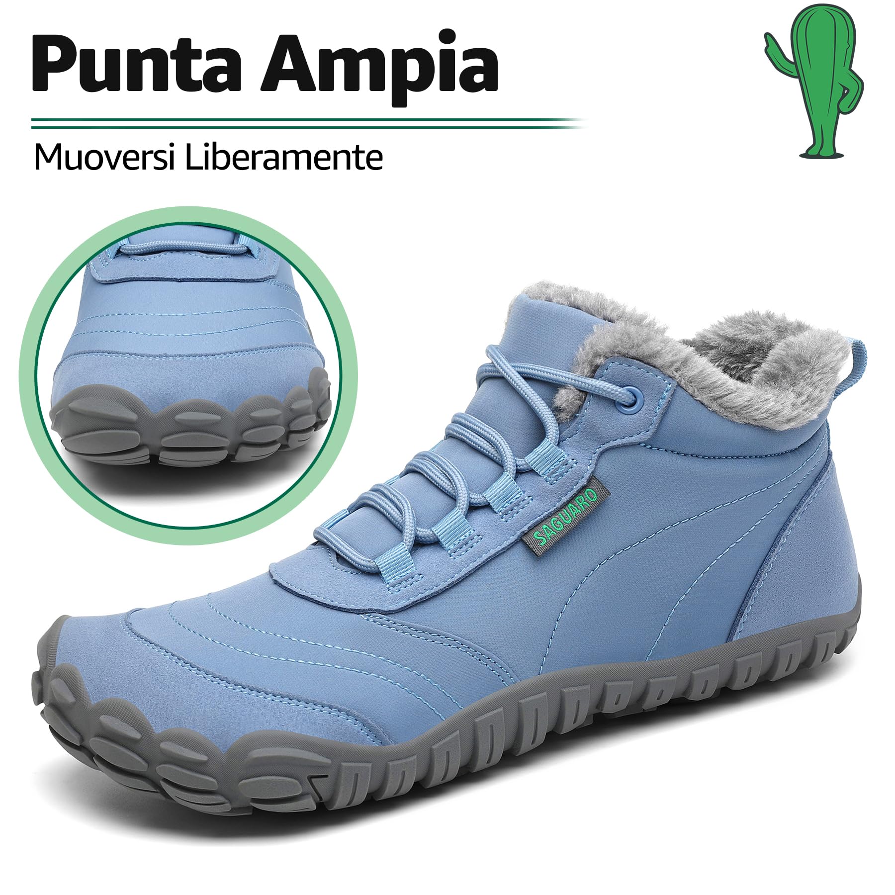 SAGUARO Barefoot Scarpe Invernali Caldo Stivali Neve per Uomo Donna,Gr.36-48