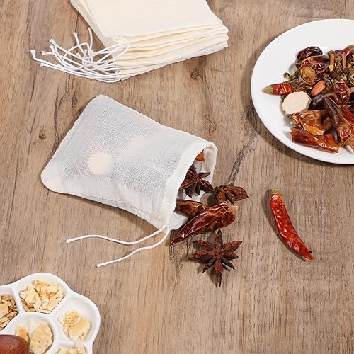 Miniatura 4 de 10 bolsas de filtro de té, bolsa de especias, bolsa de gasa reutilizable, bolsas de muselina con cordón para café frío colar sopa