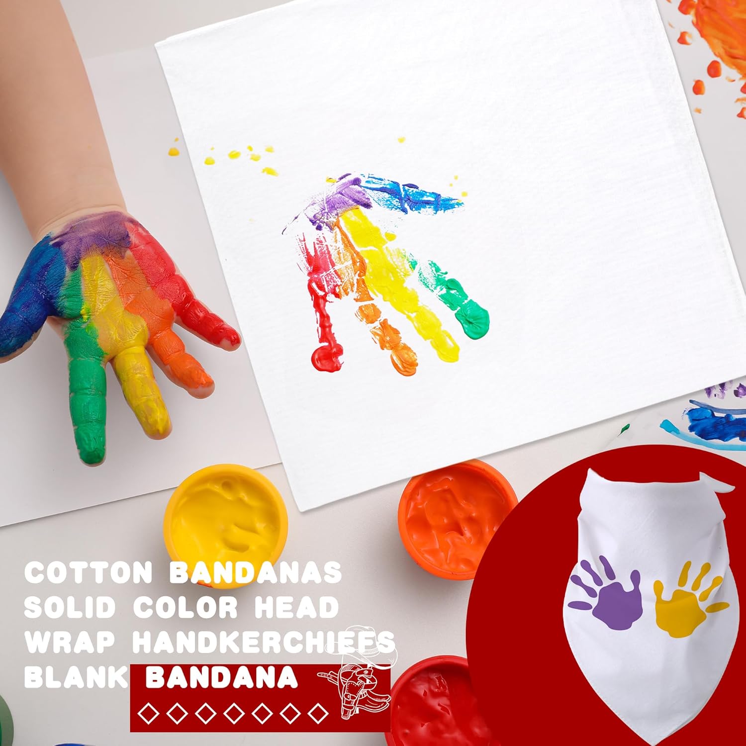 52 Pack DIY Cotton Bandanas Tie Dye White Bandanas Plain Head Wrap Handkerchiefs Bulk for Wedding Tie Dye Party Supplies DIY Craft