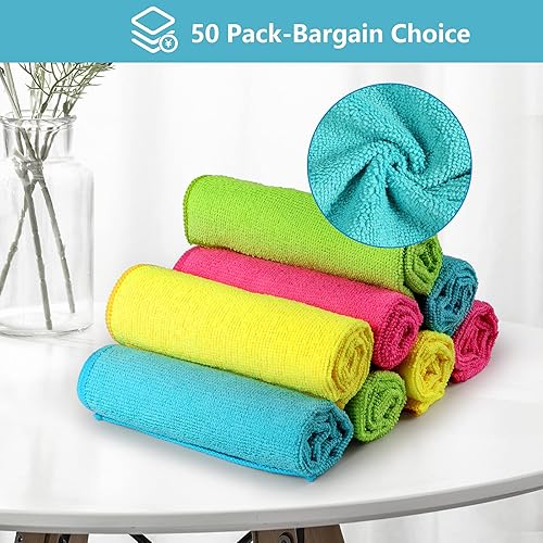 Miniatura 103 de HOMEXCEL Paño de limpieza de microfibra, paquete de 24 trapos de limpieza, toallas de limpieza con 4 colores surtidos, 11.5 x 11.5 pulgadas Amarillo