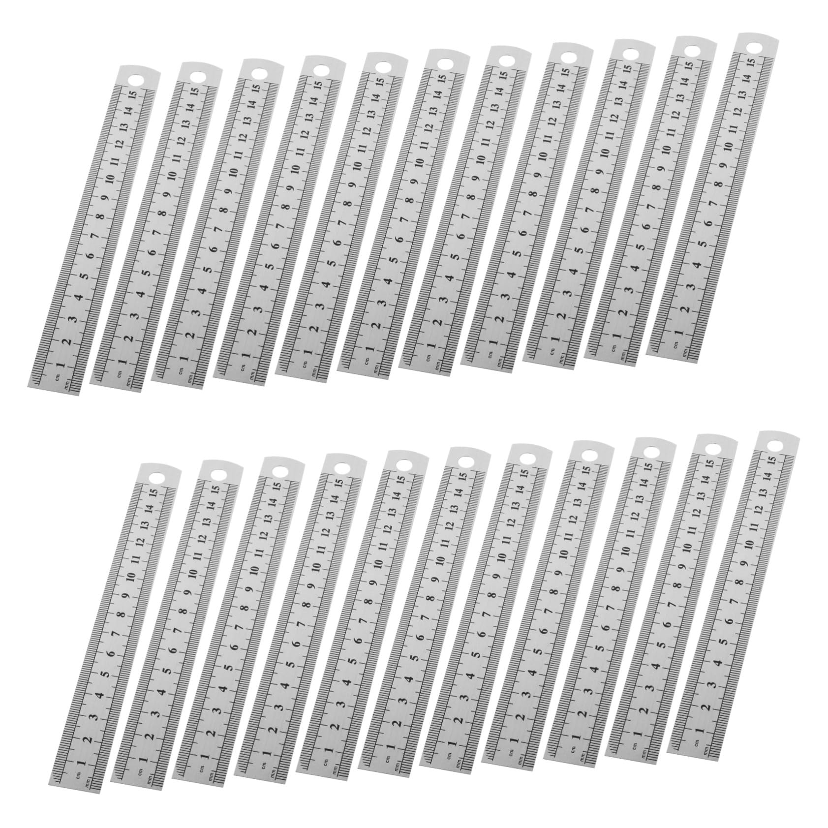 WOONEKY 30 Pièces Lot de Règles Acier Inox Double Échelle et Règle Rigide Précision pour Lutherie Dessin Menuiserie Outil de Mesure Polyvalent