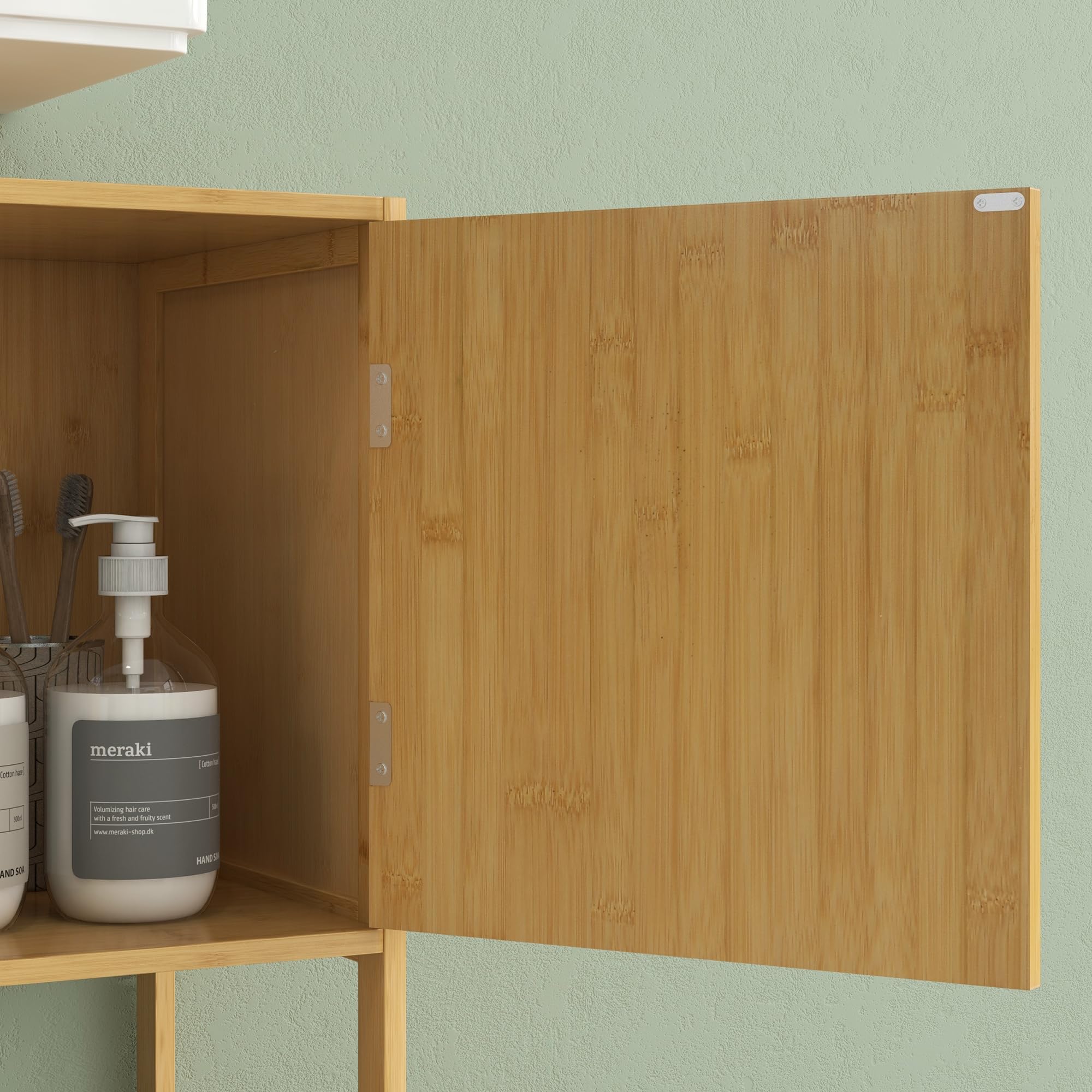 HOMCOM Szafka pod umywalkę Łazienka Bambusowa szafka pod umywalkę 2 drzwi i 1 półka - 70 l x 33 l x 79,5H cm Naturalny