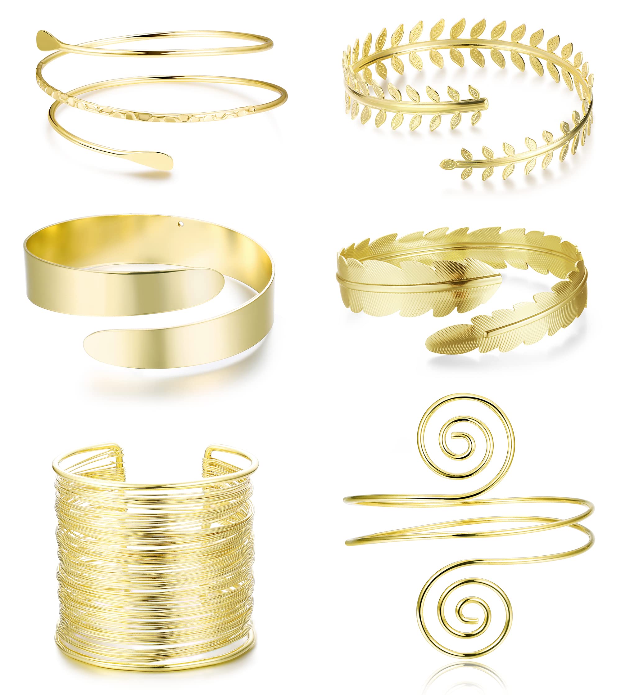 ORAZIO 6 Piezas Brazo Brazalete Brazalete para Mujeres Plata Oro Ajustable Conjunto Brazo Minimalista BodaJoyería