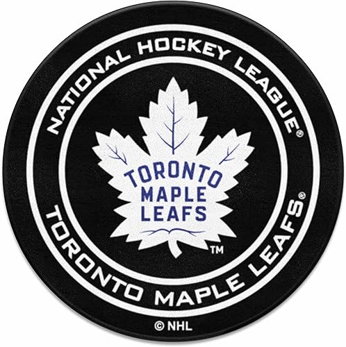 FANMATS - 10283 NHL Toronto Maple Leafs Nylon Face Hockey Puck Alfombra de 27" de diámetro