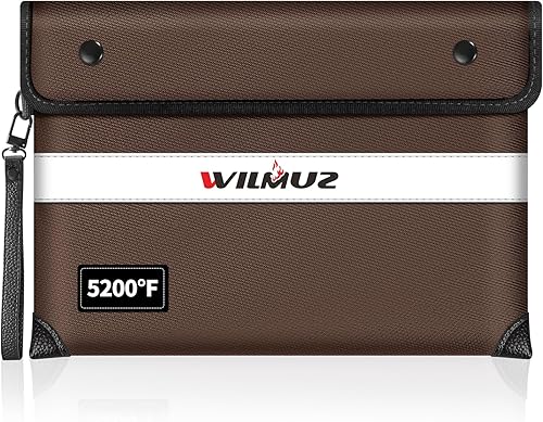 Miniatura 13 de Bolsa de documentos ignífuga con aislamiento térmico de 5200°F con cremallera, 13.9"x10.6" bolsa impermeable e ignífuga con tira reflectante, 8