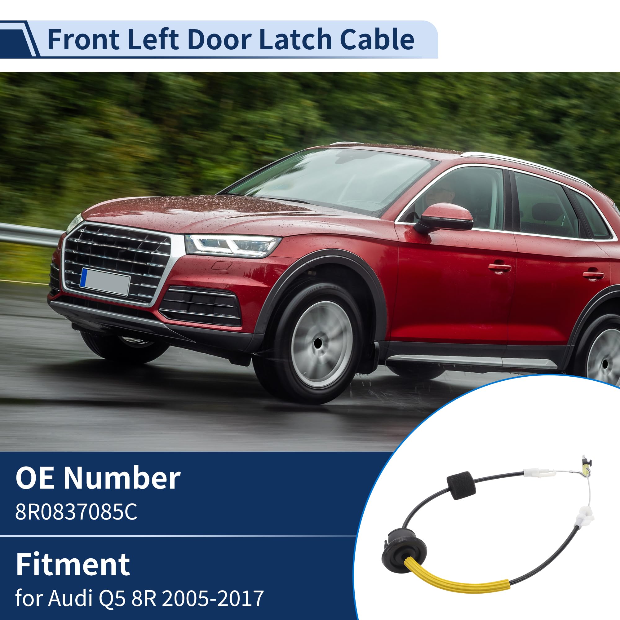 Cavo di chiusura della porta Cavo di rilascio della serratura N. 8R0837085C per Audi Q5 8R 2005-2017 Anteriore Sinistro