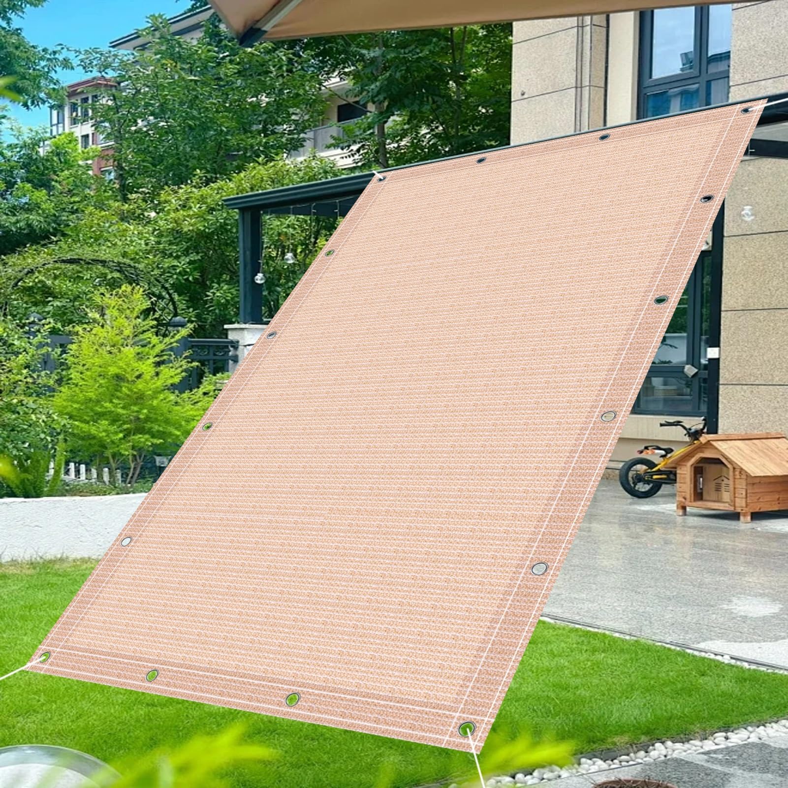 Zewnętrzna siatka przeciwsłoneczna, 160 x 325 cm, z oczkami siatka chroniąca przed promieniowaniem UV, oddychający żagiel przeciwsłoneczny, dostępny w różnych rozmiarach, do szklarni, ogrodu, pergoli