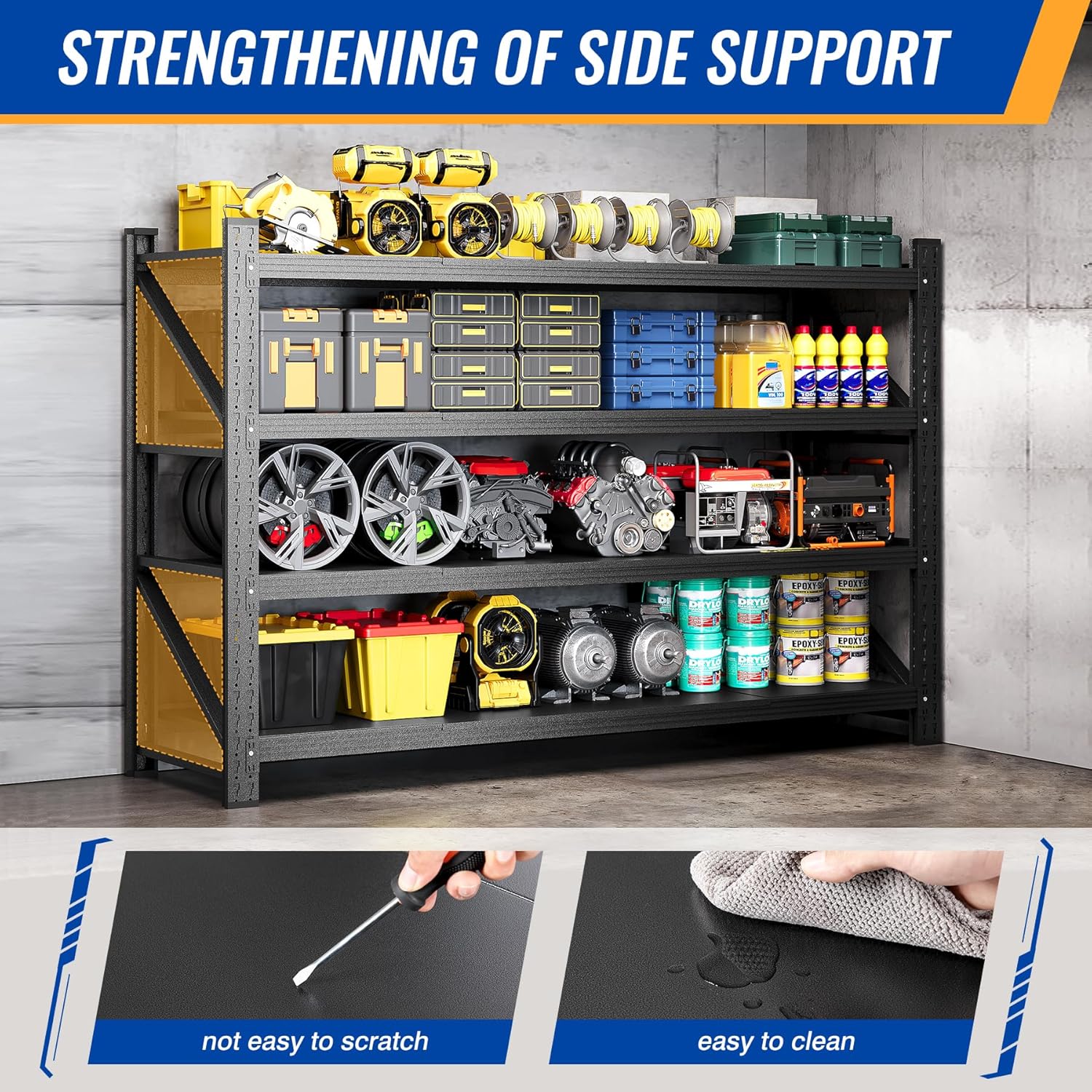 71" W Storage Shelves 5000lbs Garage Metal Shelving Heavy Duty Garage Shelves Adjustable Storage Shelves for Industrial, Factory,71" W X 24" D X 69" H - Image 7