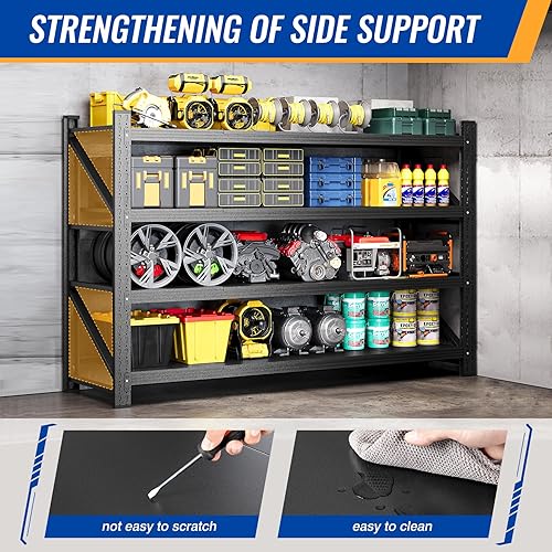 Miniatura 7 de Estantes de almacenamiento de 71 pulgadas de ancho, 5000 libras, estantes de metal para garaje, estantes de almacenamiento ajustables para