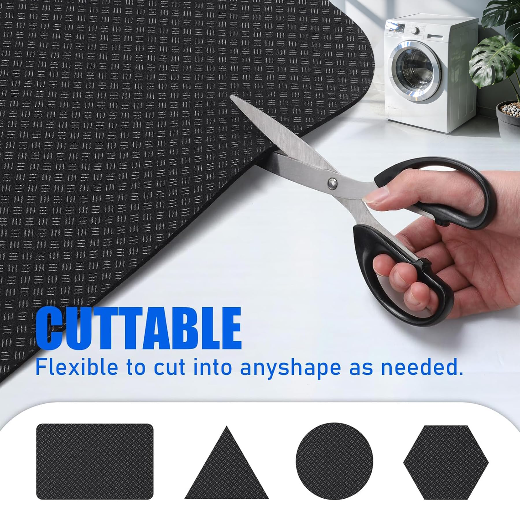 Tapis anti-vibration antidérapant des deux côtés - 60 x 60 cm - Tapis en caoutchouc antidérapant - Tapis de réfrigérateur en silicone - Léger et imperméable - Pour réfrigérateur - Pour sèche-linge et - 5