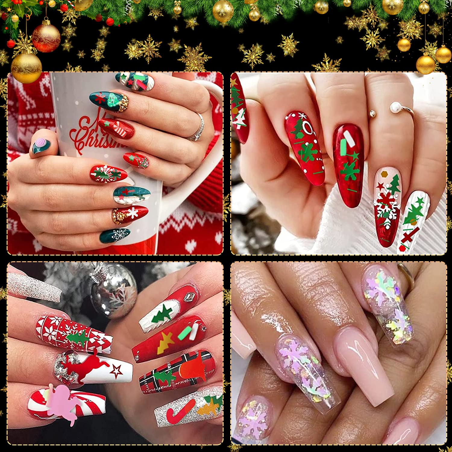 Amazon.com: Noverlife Christmas Nail Art: 36 Grids Sequins