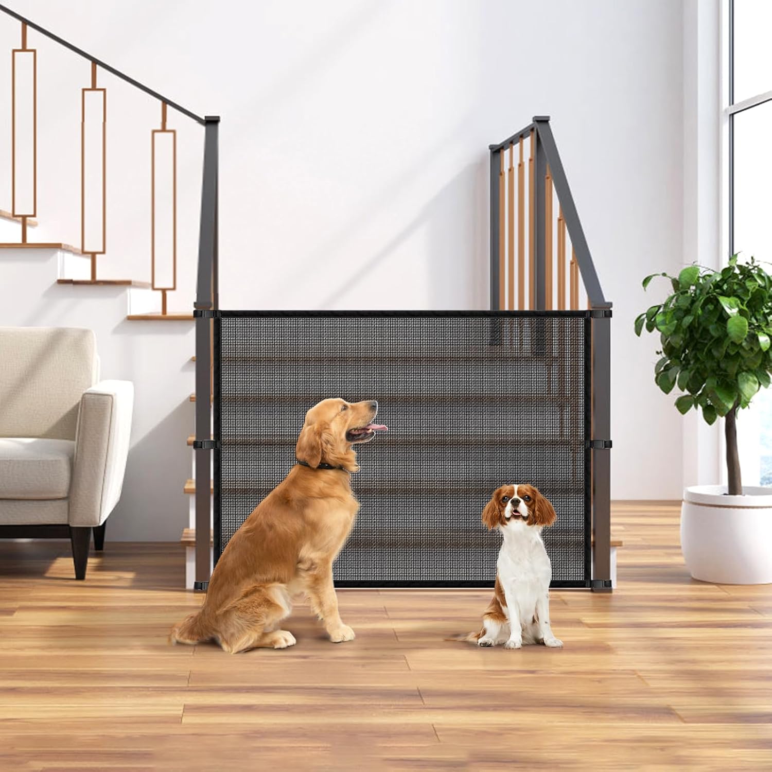 Dog and Pet Mesh Gate for Stairs NoDrill Dogs Screen Mesh