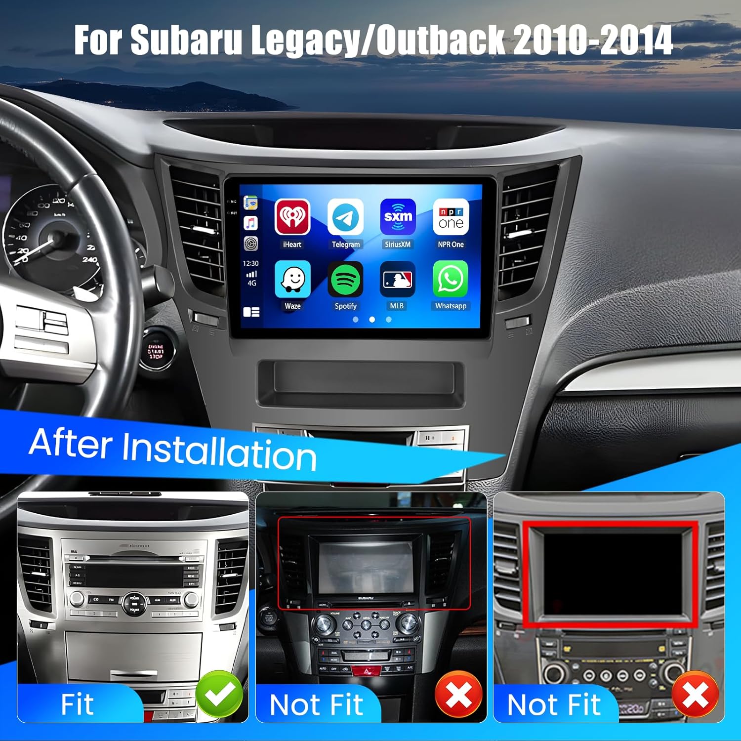 Hikity [4+128G] for Subaru Legacy Outback 2010 2011 2012 2013 2014 Android 15 Car Stereo, 9” Touchscreen Radio CarPlay/Android Auto, Bluetooth, GPS Navigation, WiFi, FM/RDS + AHD Backup Camera