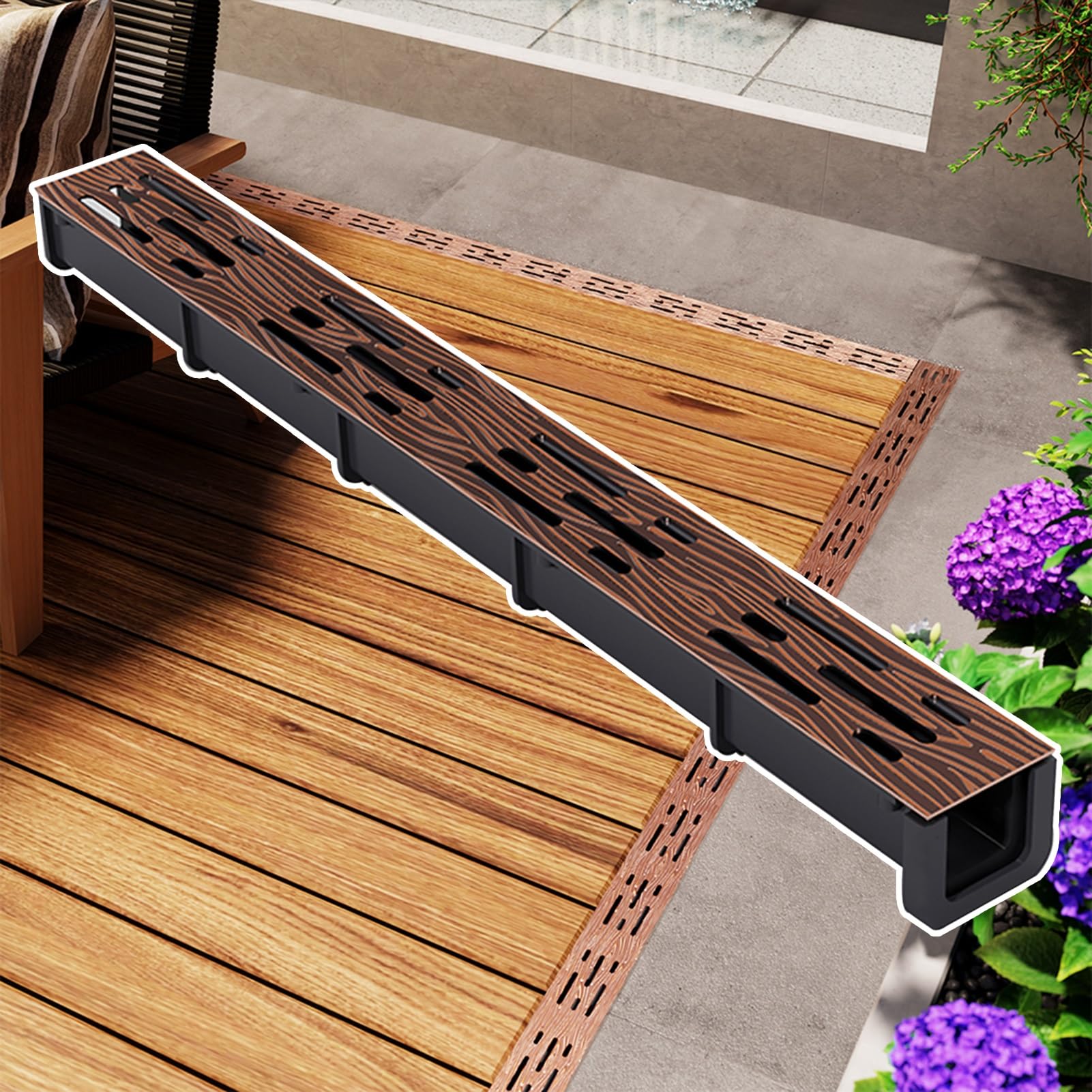 LWJSOCP Trench Drain Grate,Durable Trench Drain Grate - Metal & Plastic Rainwater Drainage for Yard/Garden, Household Channel System, Linear Sewage Ditch Cover (50mm x 40mm / 2" x 1.6")