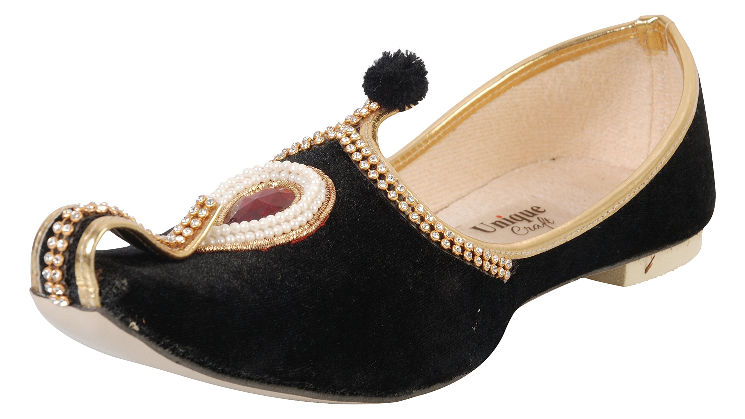 Unique Craft Black keri Diamond Men's Wedding Mojari (Jutti) Juti