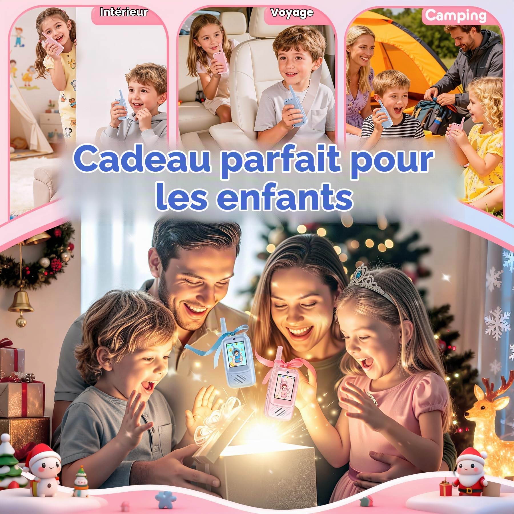 Pourbibi Talkie Walkie Enfants,Talkie Walkie Vidéo, Portée de 400 Mètres et 4 Effets Vocaux,Jouet pour les Enfants de 3 à 12 Ans, Idéal pour les Activités de Plein Air et le Camping, Haute Performance
