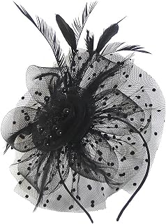 Fascinators Hat Women Feathers Mesh Ribbons Kentucky Derby Hat Tea Party Hats with Clip Flower Mesh Knot Veil
